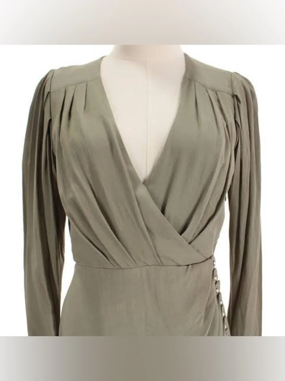Jonathan Simkhai Leilani Faux-Wrap Mini Dress Olivine, Size 6 *NEW WITH TAGS* - Picture 5 of 9